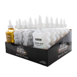 BAZIC Glitter Glue Silver Gold Iridescent Metallic Color, Non-Toxic Washable Glitter Glue for Slime Paints Art Crafts (6.76oz/Pack), 24-Packs