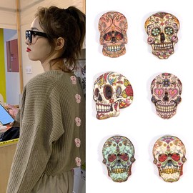 50 Pieces Skull Buttons Wooden Skull Button Head Bone Buttons Leather Craft Decoration DIY Craft Projects Clothing Decoration Accessories (Mixed 1)