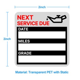 for Oil Change Sticker Static Cling, Clear Stickers 120 Pcs 2”x 2” Next Service Due Sticker for Windshield, Easy to Peel with No Residue for Car Auto Vehicle Window (Red)