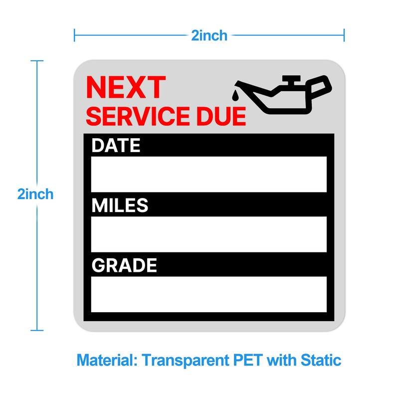 for Oil Change Sticker Static Cling, Clear Stickers 120 Pcs