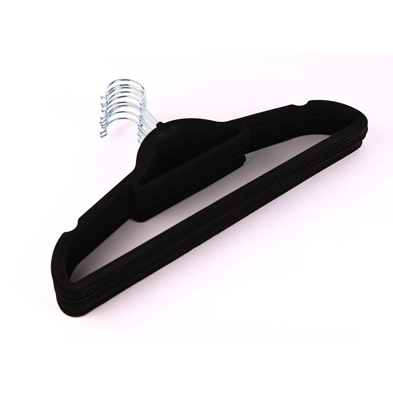 The Hanger Store 10 Black Non-slip Flocked Velvet Space Saving