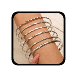 Inilbran Boho Indian Multi Bangle Bracelet Gold Bollywood Cuff Vintage Thin Round Bracelet Adjustable Classic Jewellery for Women, Zinc