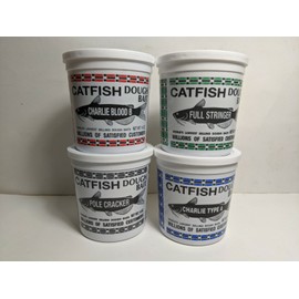 Catfish Charlie Dough Bait (4 Tubs) Blood Cheese Pole Cracker Full Stringer