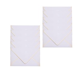 Pack of 10 Invitation Envelopes, 175 mm x 110 mm Envelopes with V-Flap Gold Foil Edge for Wedding, Birthday, Party, Graduation (White)