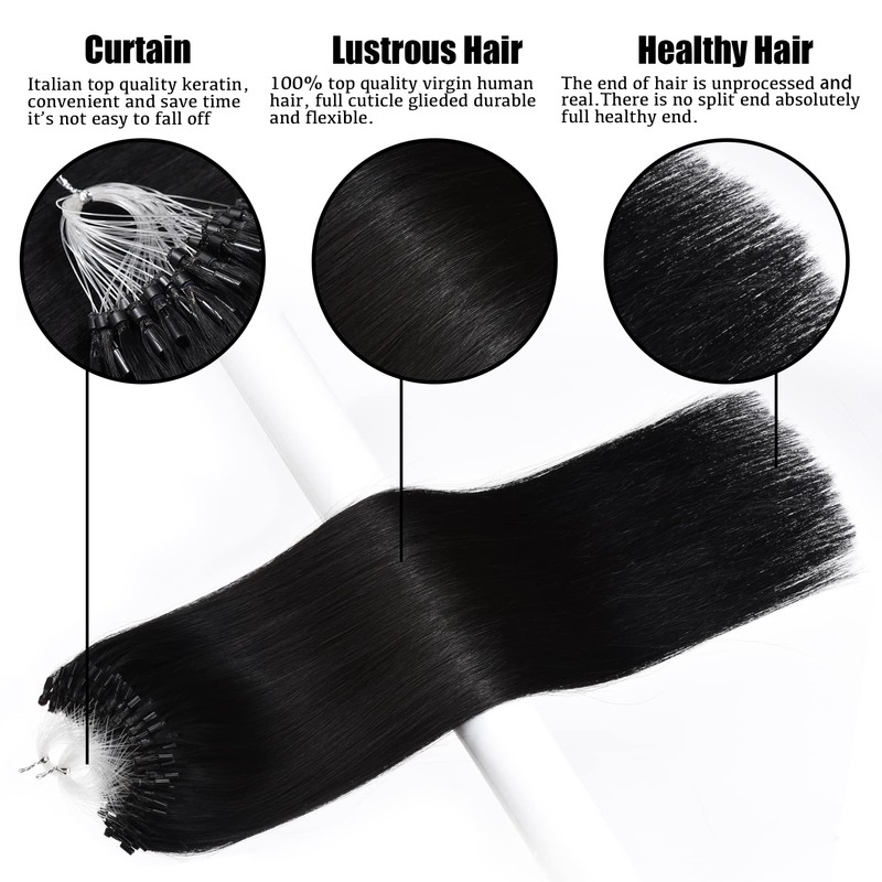 Brazilian Remy Natural Micro Beads Hair Extension 0.5g/s 100s 50g/pack
