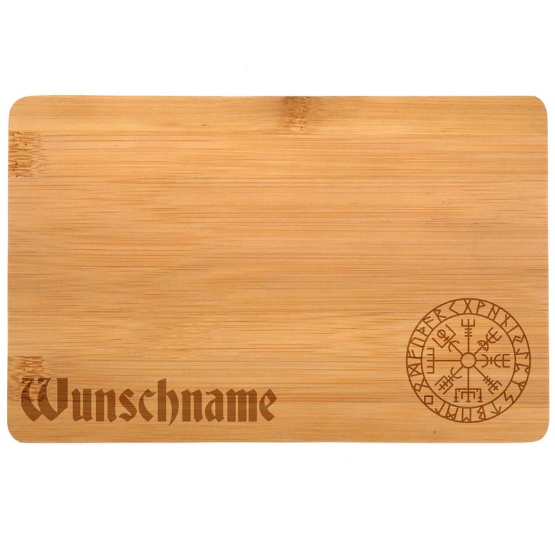 Samunshi® Wooden Board with Engraving Vegvisir Runes Made of Bamboo