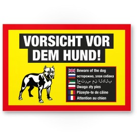 Komma Security Vorsicht vor dem Hund Sign Multilingual Sign Weatherproof Dog Sign Garden Gate Driveway Gate The Front Door Sign Deterrence Warning Sign Burglary Protection