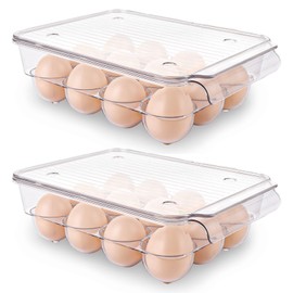 LDXDRU Pack of 2 Egg Boxes 12 Eggs Storage Fridge Egg Container Egg Box Quail Egg Boxes Quail Egg Box Made of Plastic for Twelve Eggs, Transparent