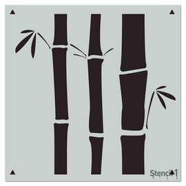 Stencil1 Bamboo Repeat Wallpaper Pattern Stencil 11" X 11" - Reusable Premium Quality Mylar Stencils for Painting Walls, Fabric, Furniture, Crafts, Decor - Allover Wallpaper Effects - 11" x 11” by Stencil2