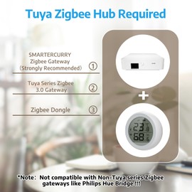 SMARTERCURRY ZigBee Thermometer Hygrometer, LCD Digital Temperature Humidity Meter with Notification Alarm, Temperature and Humidity Sensor, Precise Thermo-Hygrometer with App