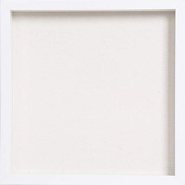 Muzilife 12x12 Shadow Box Picture Frame with Linen Board - Deep Wood & Glass Display Case Ready to Hang Memory Box Baby Sports Memorabilia, Pins, Awards, Medals, Wedding, Tickets and Photos (White)