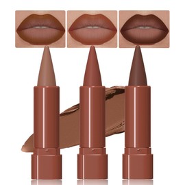 JUAAZIN 3Pcs Gradient Matte Lipstick Crayon Lip Liner pencil, Flawless Contour Gradual Ombre Effect lip Pencil, High Pigmented Long Lasting Waterproof Smudge Proof Lipstick Pencil 01#+04#+05#