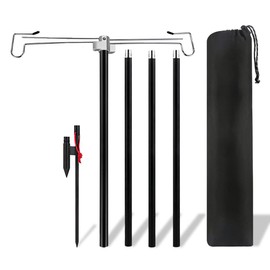 Lantern Stand Pole 25/73in Adjustable Portable Lamp Stand Hook Collapasible Light Stand Holder for Camping Fishing Picnic BBQ Outdoor Activities