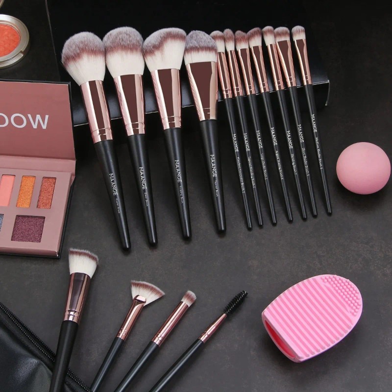15 Piezas Brochas De Maquillaje Profesional Color Negro