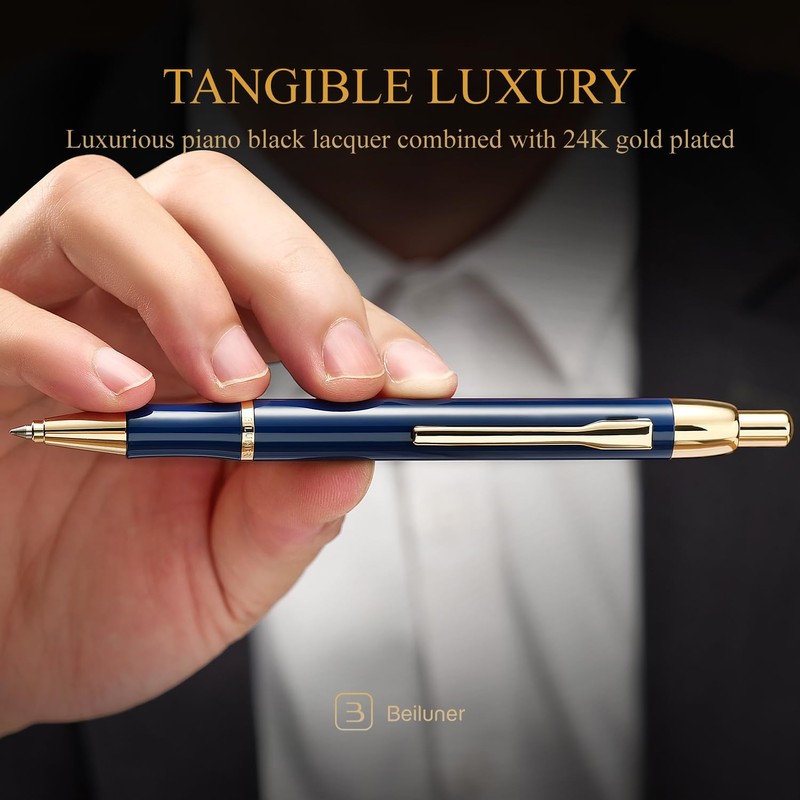 BEILUNER Luxury Gel Pen with 24K Gold Electroplating Finish, Blue