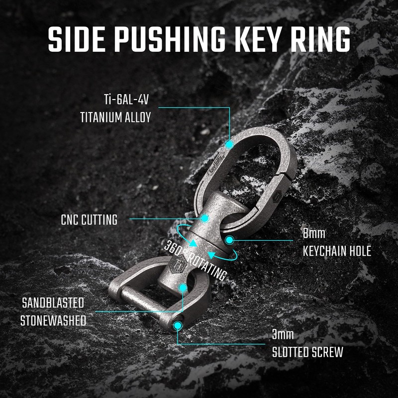 KeyUnity KM13 Rotating Key Ring with D-Ring Key Shackle, Key