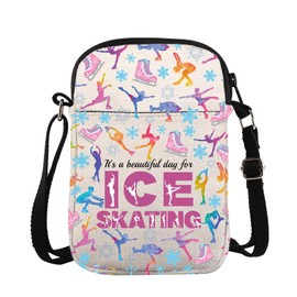 ZJXHPO Skater Cross Body Bag Ice Skating Lover Gift Ice Skating Messenger Bag Skating Team Carry On Bag Figure Skating Gift (C-Ice Skating CB)