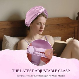 ZXYCLOPS Adjustable double-layer silk satin nightcap, suitable for wrapping hair while sleeping, suitable for long curly hair, woven style - purple