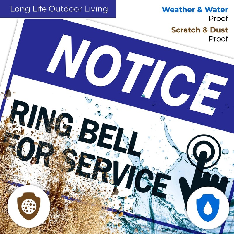 Ring Bell for Service Sign, 10x7 Inches, Rust Free .040