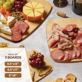 Bamboo Cutting Board Set of 3 - Reversible Wooden Cutting Boards for Kitchen, Chopping Meat, Cheese, Vegetables, Bread, Charcuterie, Serving Tray - 13"x9.5", 11"x8.5", 8"x6" Boards