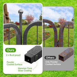 SPECILITE Garden Decorative Fence with Gate, 24in(H) X 24in(L) 8 Panels, No Dig Animal Barrier, Dogs Rabbits Pets Blocker, Rustproof Metal Protectors for Yard, Outdoor, Patio, Temporary, Backyard