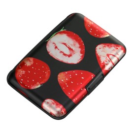 ELFISH Mini RFID Aluminum Wallet Credit Cards Holder Business Card Case Metal ID Case for Men Women（Strawberry