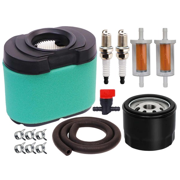 HOODELL 792105 Air Filter 696854 Oil Filter Kit Compatible with Briggs and Stratton 407777 445877 Engine John Deere D170 Z425 Lawn Mower, Replace MIU11515 Air Filter