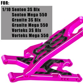 hopsupRC RC Carbon Fibre Front Rear Suspension Arms for 1/10 Senton/Granite/Vorteks 3S Blx & Mega 550 RC Car.Pink