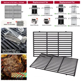For Weber Genesis 300 Series 7524 7528 19.5" Grill Grates Replacement Cast Iron