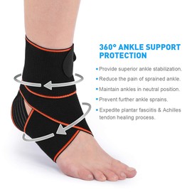 WASPO Ankle Support Brace 2 PACK, Adjustable Ankle Brace Wrap Strap for Sports Protect, Plantar Fasciitis Achilles tendonitis Ligament damage Injury Recovery, One Size for Men Women