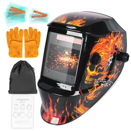 NDUUN Welding Helmet Auto Darkening True Color Welder Mask Solar Battery Powered 3.94" x 2.64" Large Viewing Screen with 4 Arc Sensor Adjustable Shade Range 4/5-9/9-13 for TIG MIG ARC Cut Hood
