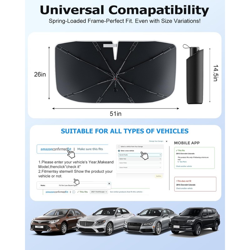 [2025 Upgrade] Doogoocoo Windshield Sun Shade [Ice-Crystal Cooling & 100%