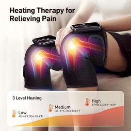 Yigowyigo Knee Massager, Cordless Knee Massager, LED Touch Screen & Type-C Vibration Massage & Infrared Heat, Pain Relief for Knee Pain, Shoulder, Gifts for Men and Women