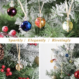 UXORSN 12 PCS Christmas Tree Crystal Ball Ornaments Prism Balls 22 mm Rainbow Crystal Suncatcher Window Decorations Glass Hanging Chandelier Drops Pendant for Feng Shui Xmas Party Wedding Home Decor