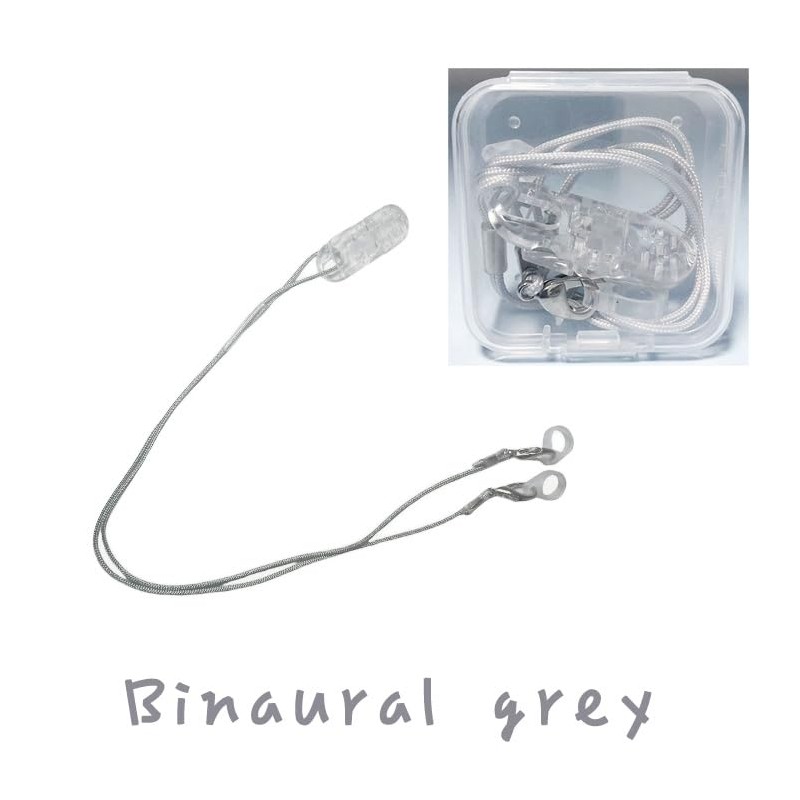 2 Set Binaural Grey Silicone Hearing Aid Anti-Lost Rope Tangle-Free
