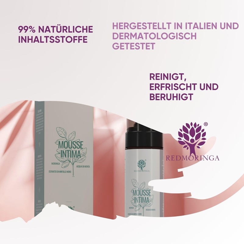 RedMoringa Intimate Cleansing Foam for Women and Men - 99.6%