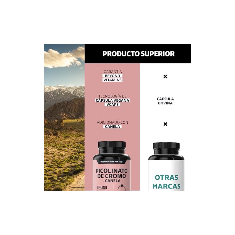 Beyond Vitamins | Picolinato de Cromo con Canela, Cápsulas VCaps,