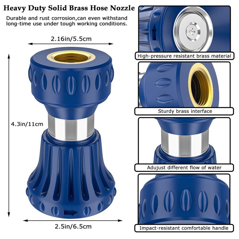 HOSUN Garden Hose Nozzle, Fireman Style Hose Nozzle, Heavy Duty
