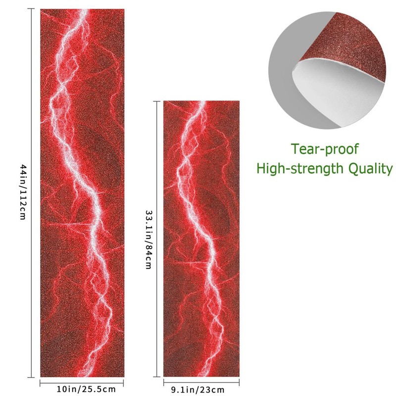 Nander Thunder Lightning Red Skateboard Grip Tape Sheet,Non Slip Waterproof