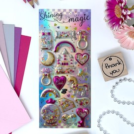 Jolly Stickers® "Unicorn" - Discover Shake Stickers! Art Projects, Craft Fun, Glitter & Fantasy Decorating Gifts Girls Girls Fun Aesthaetic 3D Puffy Kawaii Bullet Journal Sticker