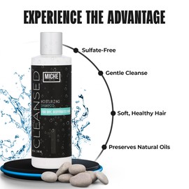 Miche Cleansed Sulfate-Free Shampoo for All Types – Moisturizing Formula for Curls, Fine & Thinning Strands, and Frizz Control – Hydrating Care for Men & Women – 8oz (240ml)