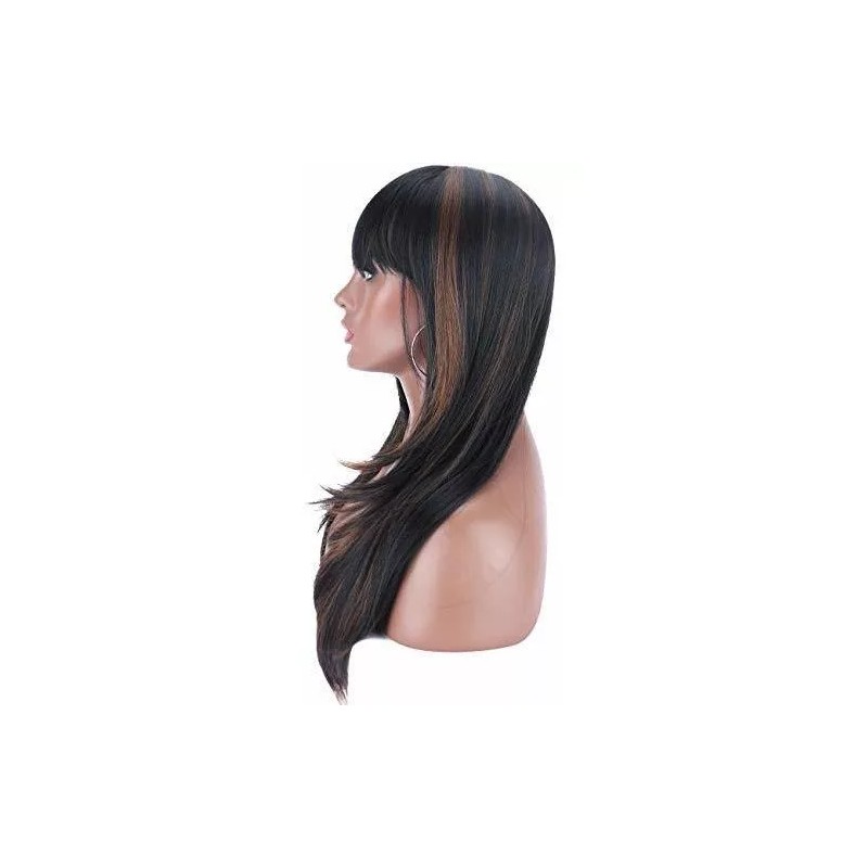 Kalyss Peluca Negro Con Marrón Liso 60 Cm Kalyss