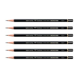 Tombow Set of 6 Paper Pencils Mono 100 Héxagonal Lead 2 mm Shatterproof B of 1