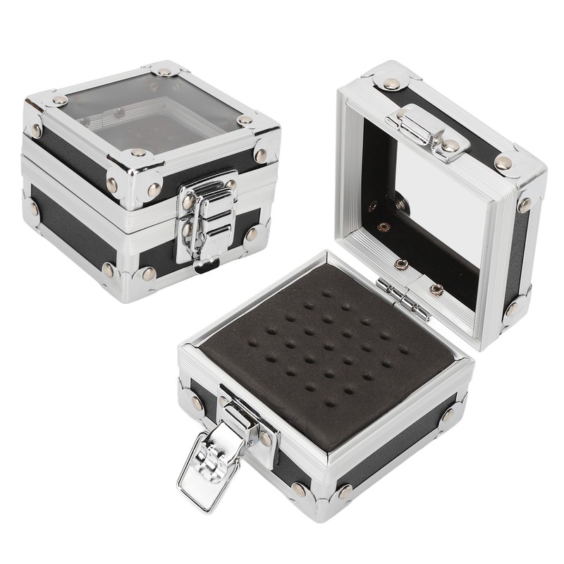 Nail Drill Bits Storage Box 25 Holes Transparent Clamshell Lock
