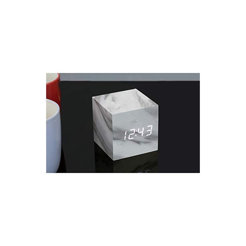 Gingko Design Ginko Design Cube Click Clock Marble/White LED