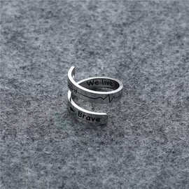 Uloveido Inspirational Ring Stainless Steel Open Ring Jewelry Birthday Graduation Gift for Women Teens Girls Boys Y1275-We Live