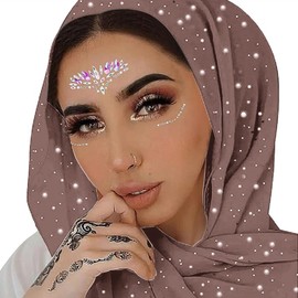 ANKOMINA Women Soft Chiffon Rhinestone Long Scarf Shawl Fashion Muslim Hijab Head Wrap Scarves