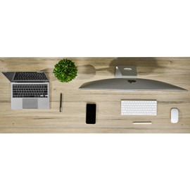 Kaboon Universal Tabletop 55"x20", Solid One-Piece Melamine Table Top, Double Desk L-Desk DIY, Home and Office, Oak/Grey Tone