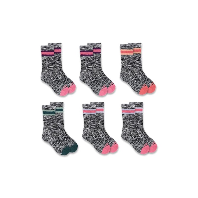 Carhartt Kids' Midweight Camp Crew Sock 6 Pack, Assorted 02,