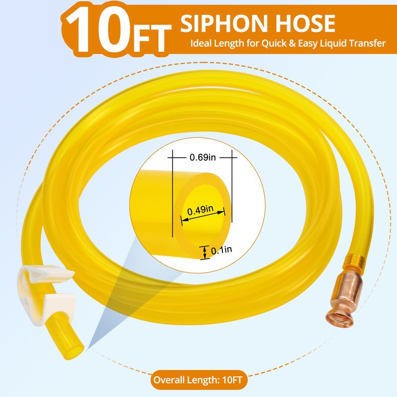 Siphon Hose - Gas Siphon Kit, Portable 10 Ft Self